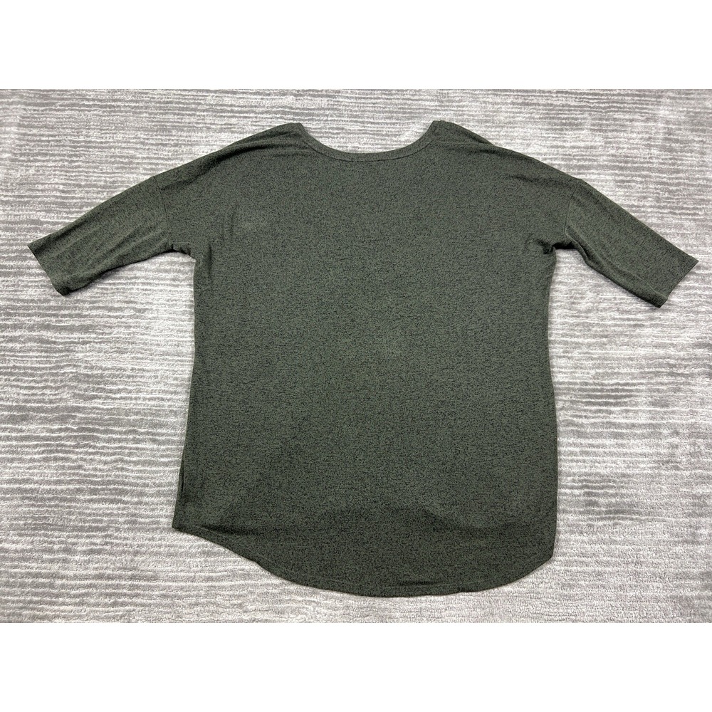 Express Top Womens L Olive Green V-Neck 3/4 Sleeve Marled Relaxed Knit Pullover - Picture 7 of 11